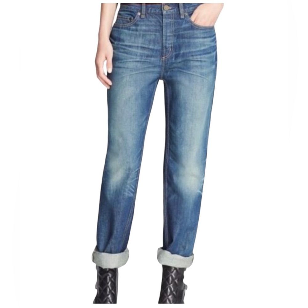 Marc by Marc Jacobs Annie Boyfriend Crop Vintage Blue Jeans Button Fly Size 28